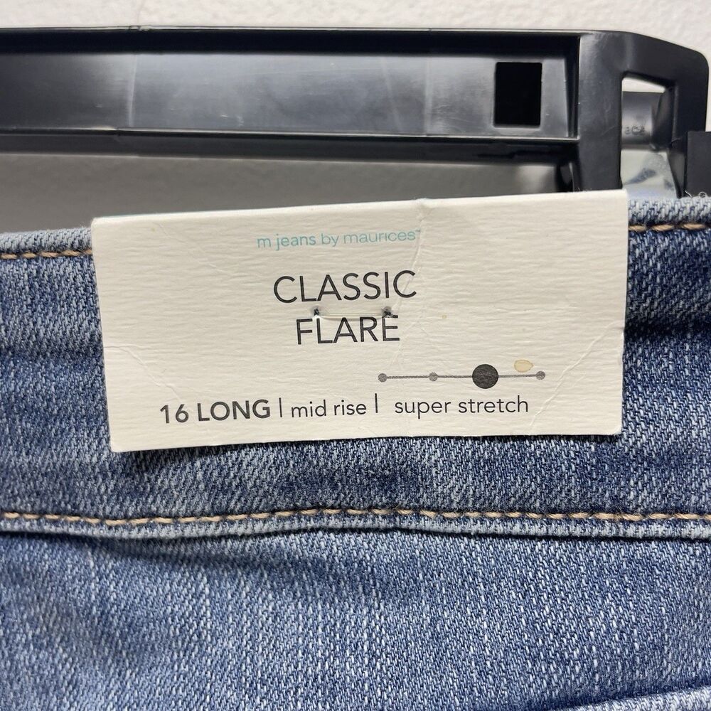 M Jeans By Maurices Classic Flare Women's Plus Sz 16 Long Mid-Rise Super Stretch - Picture 7 of 10